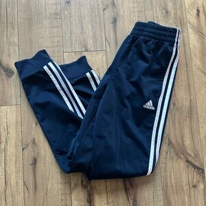 Adidas Black Track Pants with White Stripes
